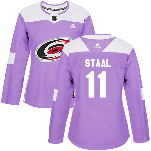 Adidas Carolina Hurricanes #11 Jordan Staal Purple Authentic Fights Cancer Women's Stitched Jersey Womens