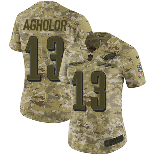 Philadelphia Eagles #13 Nelson Agholor Camo Women's Stitched Limited 2018 Salute to Service Jersey Womens