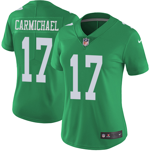 Philadelphia Eagles #17 Harold Carmichael Green Women's Stitched Limited Rush Jersey Womens