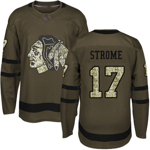 Adidas Chicago Blackhawks #17 Dylan Strome Green Salute to Service Stitched Jersey Men's
