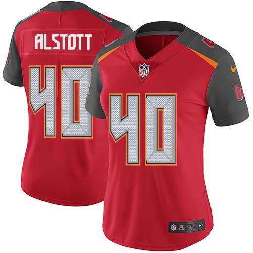 Buccaneers #40 Mike Alstott Red Team Color Women's Stitched Vapor Untouchable Limited Jersey