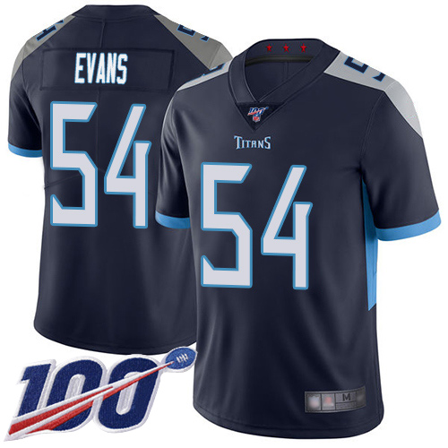 Tennessee Titans #54 Rashaan Evans Navy Blue Team Color Men's Stitched 100th Season Vapor Limited Jersey Men's
