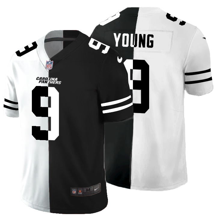 Carolina Panthers #9 Bryce Young Men's Black V White Peace Split Vapor Untouchable Limited Jersey