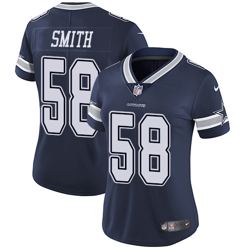 Dallas Cowboys #58 Aldon Smith Navy Blue Team Color Women's Stitched Vapor Untouchable Limited Jersey Womens