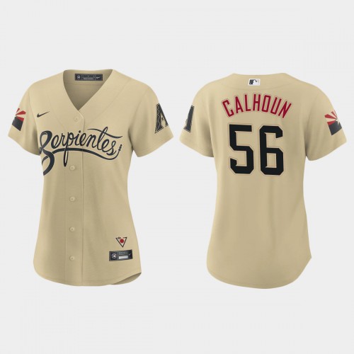 Arizona Arizona Diamondbacks #56 Kole Calhoun Women's 2021 City Connect Jersey Gold Womens
