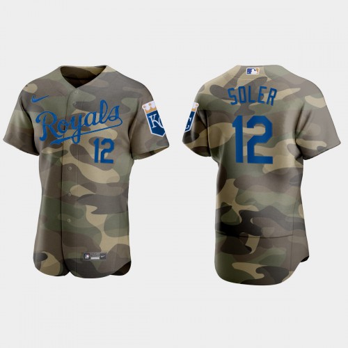 Kansas City Kansas City Royals #12 Jorge Soler Men's 2021 Armed Forces Day Authentic Jersey -Camo Men's