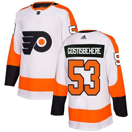 Adidas Philadelphia Flyers #53 Shayne Gostisbehere White Road Authentic Stitched Youth Jersey Youth