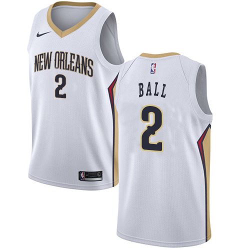 New Orleans Pelicans #2 Lonzo Ball White Swingman Association Edition Jersey Mens