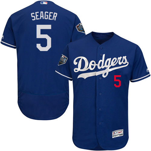 Los Angeles Dodgers #5 Corey Seager Blue Flexbase Authentic Collection 2018 World Series Stitched Jersey Men's