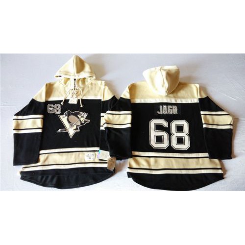 Pittsburgh Penguins #68 Jaromir Jagr Black Sawyer Hooded Sweatshirt Stitched Jersey Men's