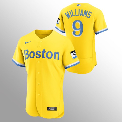 Boston Boston Red Sox #9 Ted Williams Men's 2021 City Connect Gold Authentic Jersey Men's