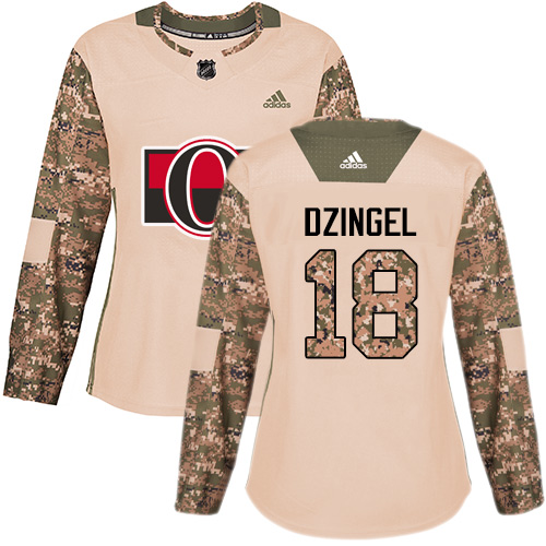 Adidas Ottawa Senators #18 Ryan Dzingel Camo Authentic 2017 Veterans Day Women's Stitched Jersey Womens