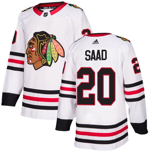Adidas Chicago Blackhawks #20 Brandon Saad White Road Authentic Stitched Jersey Men's