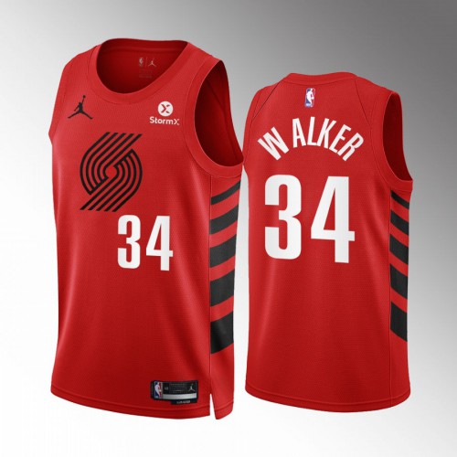 Portland Trail Portland Trail Blazers #34 Jabari Walker Red Mens Statement Edition Swingman Jersey Mens