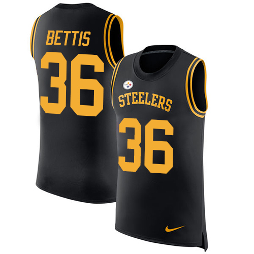 Steelers #36 Jerome Bettis Black Team Color Men's Stitched Limited Rush Tank Top Jersey