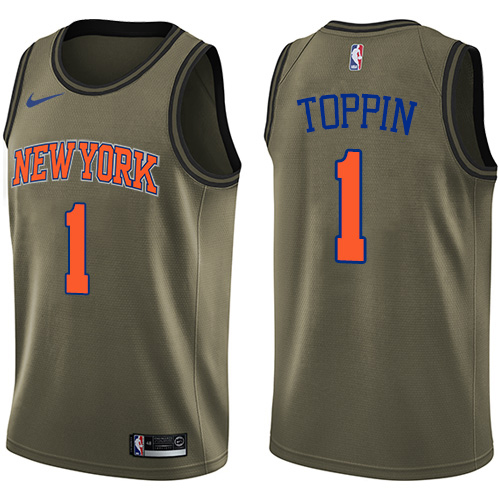 New York Knicks #1 Obi Toppin Green Swingman Salute to Service Jersey Mens
