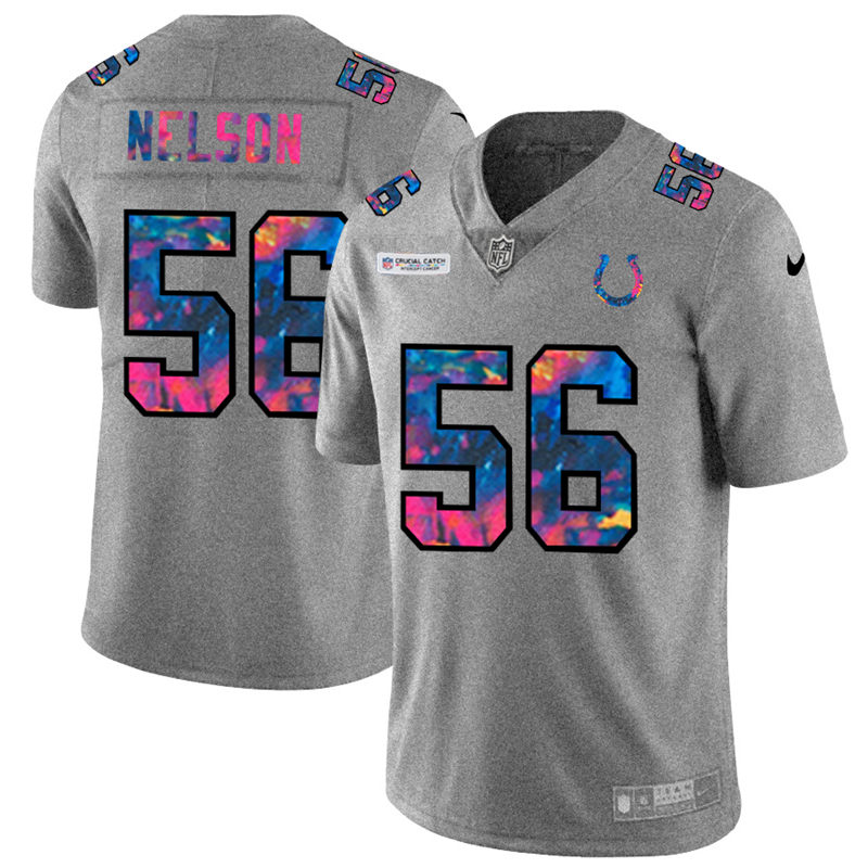 Indianapolis Colts #56 Quenton Nelson Men's Multi-Color 2020 Crucial Catch Jersey Greyheather