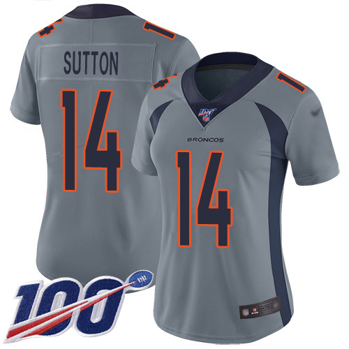 Denver Broncos #14 Courtland Sutton Gray Women's Stitched Limited Inverted Legend 100th Season Jersey Womens
