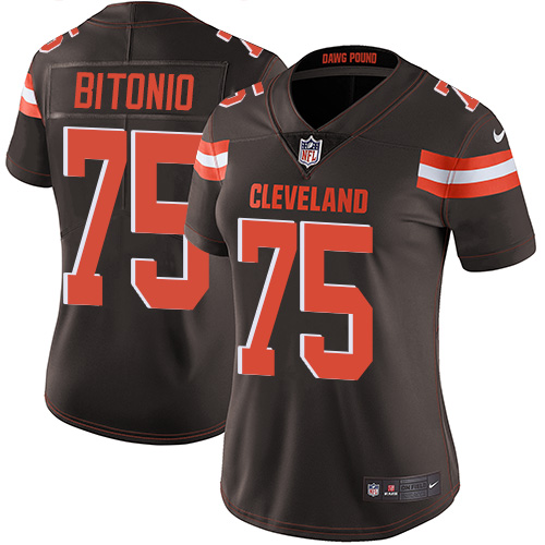 Cleveland Browns #75 Joel Bitonio Brown Team Color Women's Stitched Vapor Untouchable Limited Jersey Womens