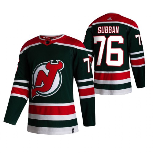 New Jersey New Jersey Devils #76 P.K. Subban Green Men's Adidas 2020-21 Reverse Retro Alternate Jersey Men's