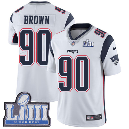 New England Patriots #90 Malcom Brown White Super Bowl LIII Bound Men's Stitched Vapor Untouchable Limited Jersey Men's