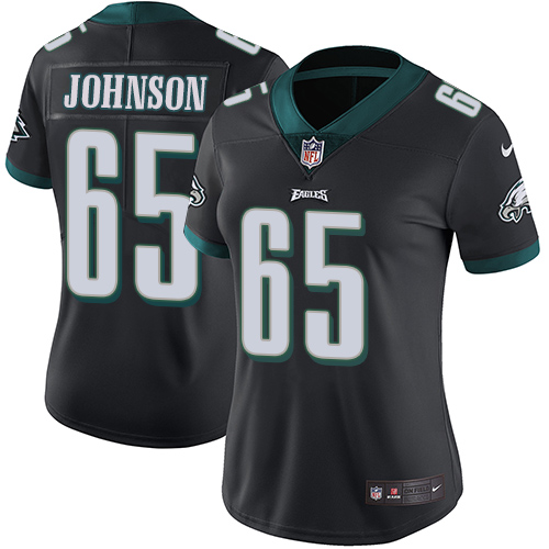 Philadelphia Eagles #65 Lane Johnson Black Alternate Women's Stitched Vapor Untouchable Limited Jersey Womens