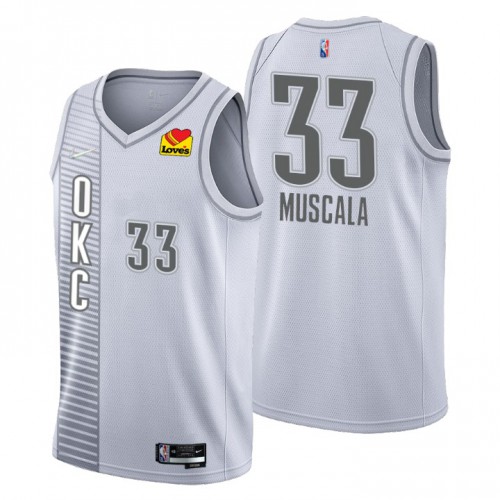 Oklahoma City Oklahoma City Thunder #33 Mike Muscala Mens Gray 2021/22 Swingman Jersey - City Edition Mens