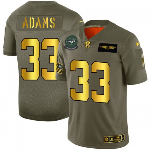 New York New York Jets #33 Jamal Adams Men's Olive Gold 2019 Salute to Service Limited Jersey Men's