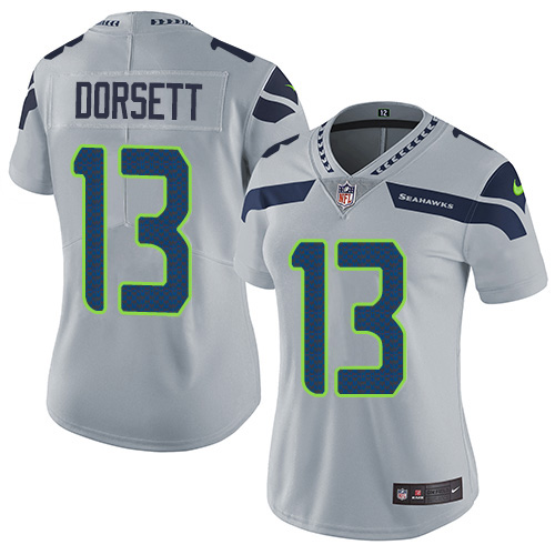 Seattle Seahawks #13 Phillip Dorsett Grey Alternate Women's Stitched Vapor Untouchable Limited Jersey Womens