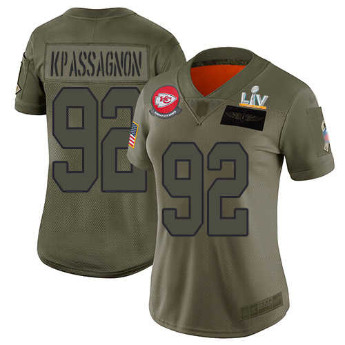 Kansas City Chiefs #92 Tanoh Kpassagnon Camo Women's Super Bowl LV Bound Stitched Limited 2019 Salute To Service Jersey Womens