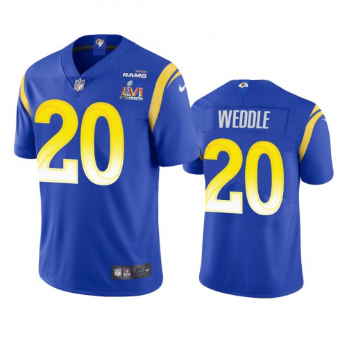 Los Angeles Los Angeles Rams #20 Eric Wddle Men's Super Bowl LVI Patch Vapor Limited Jersey - Royal Men's