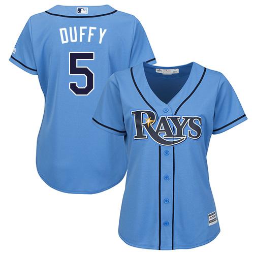 Tampa Bay Rays #5 Matt Duffy Light Blue Alternate Women's Stitched Jersey Womens