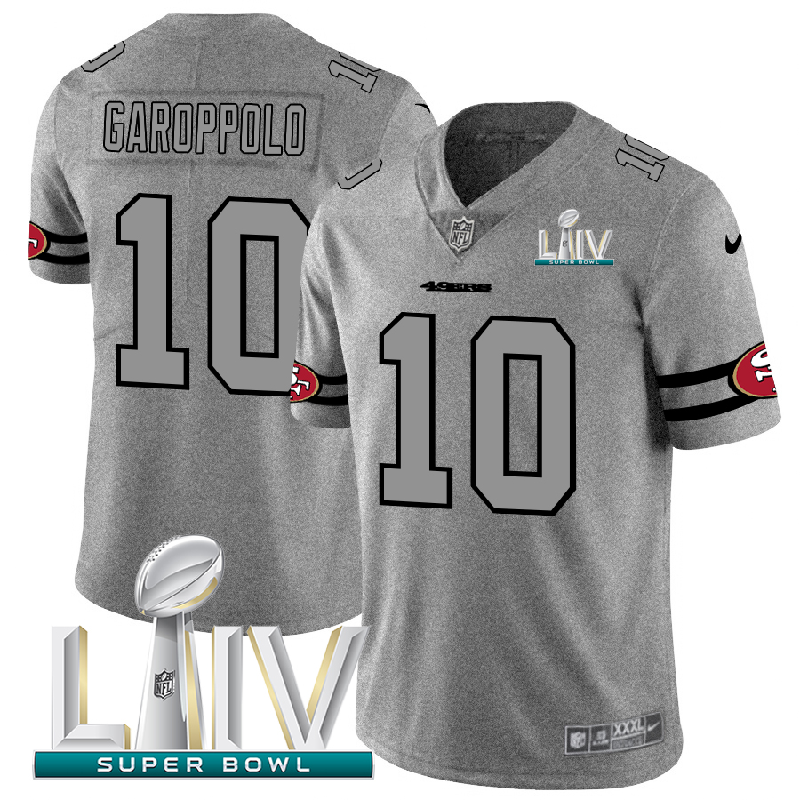 San Francisco 49ers #10 Jimmy Garoppolo Men's Gray Super Bowl LIV 2020 Gridiron II Vapor Untouchable Limited Jersey