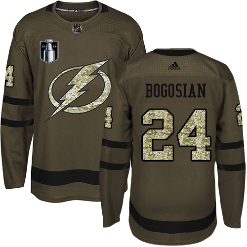 Adidas Tampa Bay Lightning #24 Zach Bogosian Green 2022 Stanley Cup Final Patch Salute to Service Stitched Jersey Men's