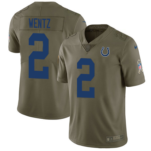 Indianapolis Indianapolis Colts #2 Carson Wentz Olive Men's Stitched Limited 2017 Salute To Service Jersey Men's