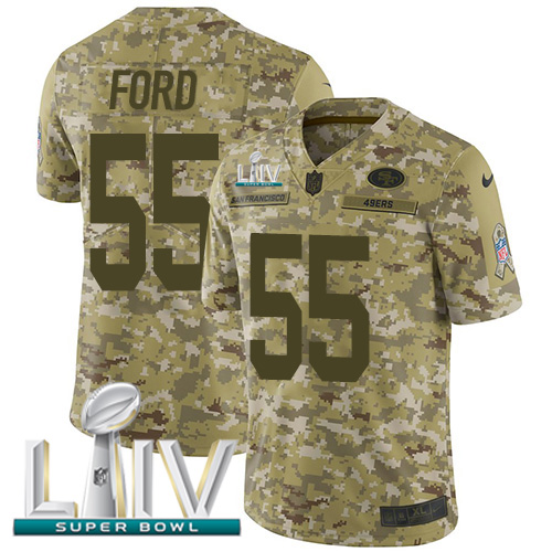 San Francisco 49ers #55 Dee Ford Camo Super Bowl LIV 2020 Men's Stitched Limited 2018 Salute To Service Jersey Men's
