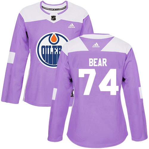 Adidas Edmonton Oilers #74 Ethan Bear Purple Authentic Fights Cancer Women's Stitched Jersey Womens