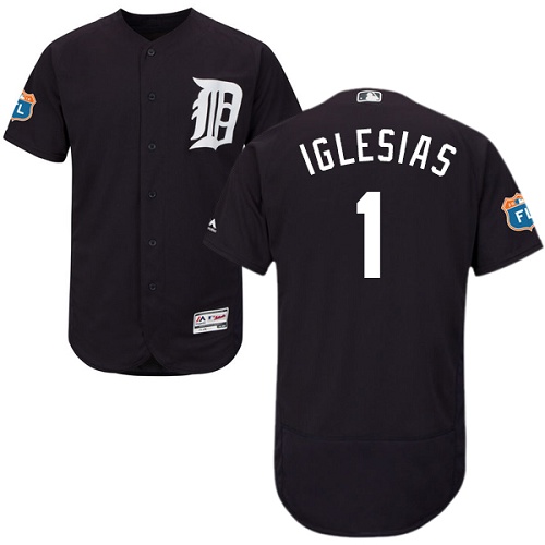 Detroit Tigers #1 Jose Iglesias Navy Blue Flexbase Authentic Collection Stitched Jersey Men's