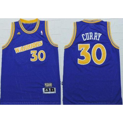 Golden State Warriors #30 Stephen Curry Blue Throwback Stitched Jersey Mens
