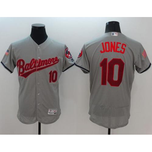 Baltimore Orioles #10 Adam Jones Grey Fashion Stars & Stripes Flexbase Authentic Stitched Jersey Men's