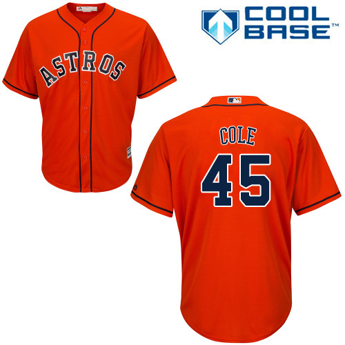 Houston Astros #45 Gerrit Cole Orange Cool Base Stitched Youth Jersey Youth