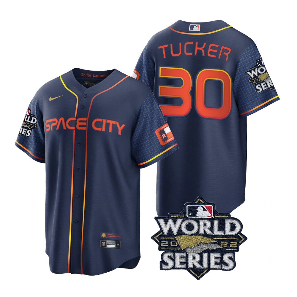 Houston Astros #30 Kyle Tucker Navy 2022 World Series Men's Game City Connect Jersey