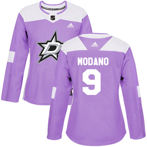Adidas Dallas Stars #9 Mike Modano Purple Authentic Fights Cancer Women's Stitched Jersey Womens