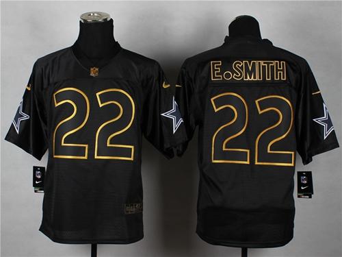Cowboys #22 Emmitt Smith Black Gold No. Fashion Men's Stitched Elite Jersey