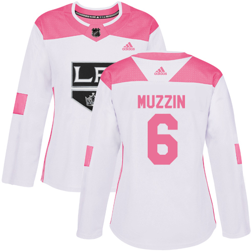 Adidas Los Angeles Kings #6 Jake Muzzin White/Pink Authentic Fashion Women's Stitched Jersey Womens