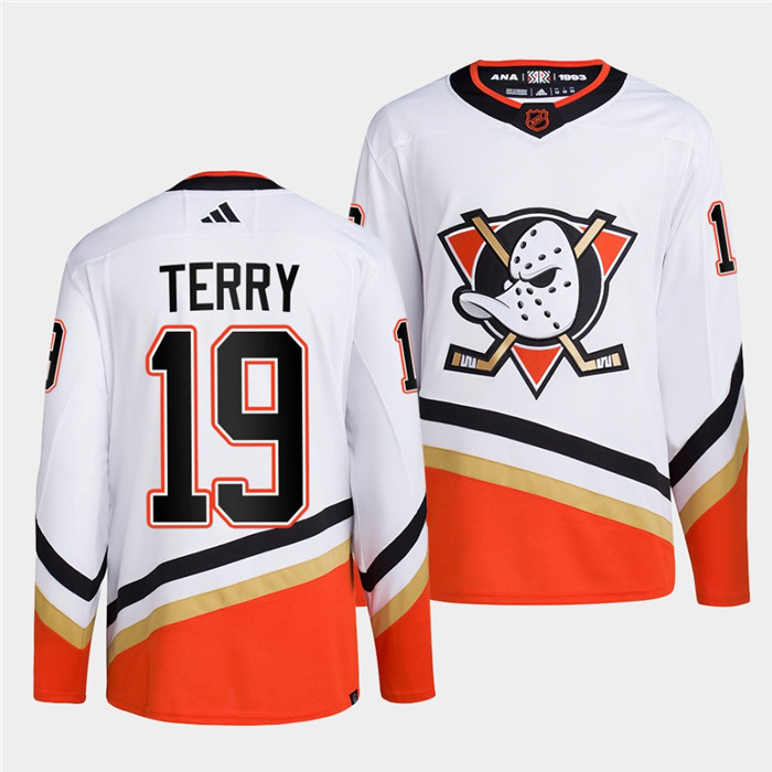 Anaheim Ducks #19 Troy Terry Men's Adidas Reverse Retro 2.0 Authentic Player Jersey - White