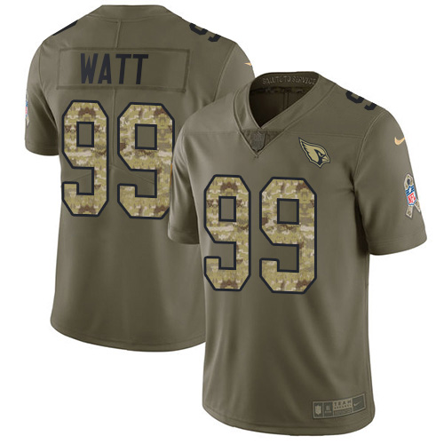 Cardinals #99 J.J. Watt Olive/Camo Youth Stitched Limited 2017 Salute To Service Jersey