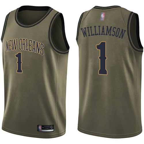 New Orleans Pelicans #1 Zion Williamson Green Swingman Salute to Service Jersey Mens