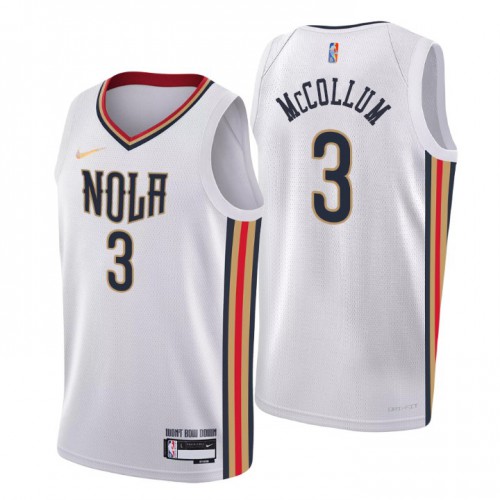 New Orleans New Orleans Pelicans #3 C.J. McCollum Mens White 2021/22 Swingman Jersey - City Edition Mens