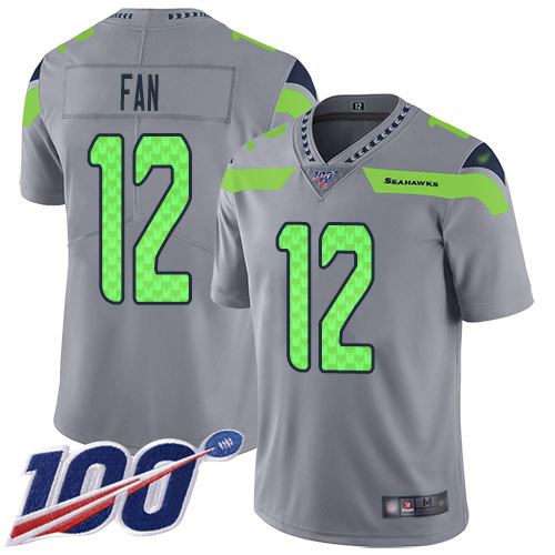 Seahawks #12 Fan Silver Youth Stitched Limited Inverted Legend 100th Season Jersey